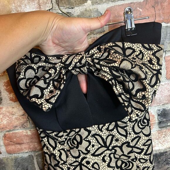 5 for $25🔥Papaya Tan & Black Floral Strapless Dress Juniors Size Small - Picture 5 of 9